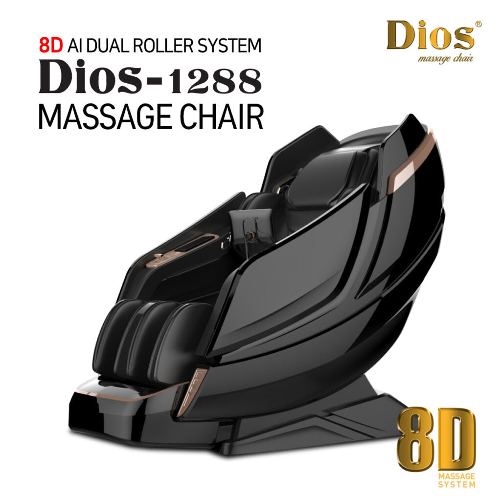 Kahuna Dios-1288 Black Massage Chair 8D Dual Core Air Tech Touch Roller SL-track