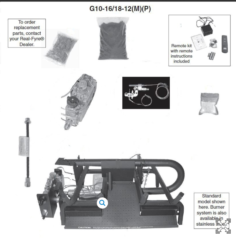 Peterson Gas Logs - OM----16/18 Unvented Bnr, W/12Mp, W/Remote - G10161812P
