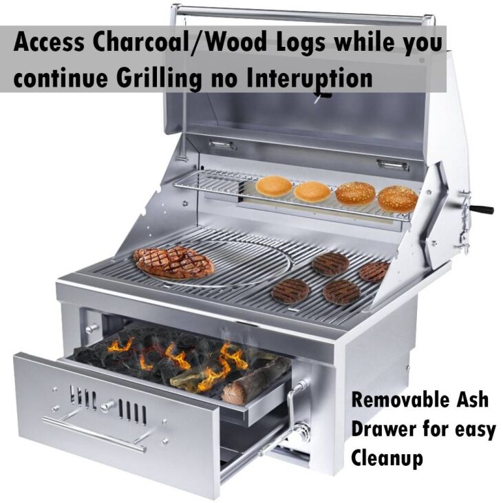 Sunstone® Series 30” Gas Burners Hybrid Single Zone Charcoal/Wood Burning w/Infra-Red Burner Grill – SUNCHZ30