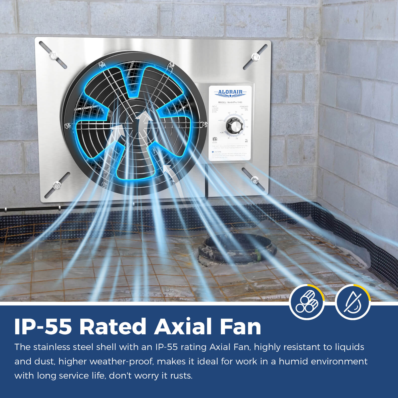 AlorAir 540 CFM Ventilation Fan Humidistat Dehumidistat VentirPro 540S