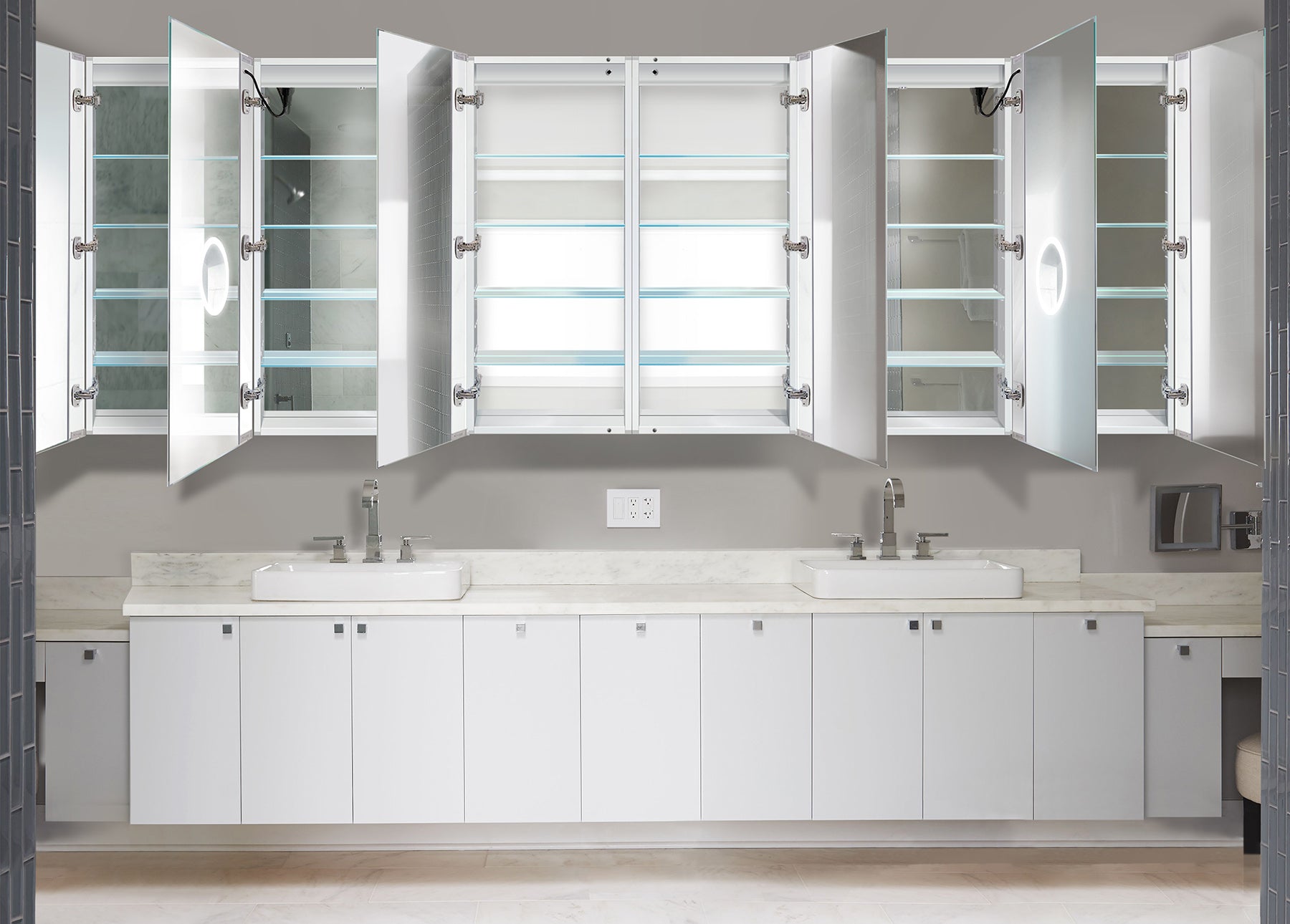 Krugg Svange Svange2442L 120″ X 42″ LED Medicine Cabinet w/Dimmer & Defogger