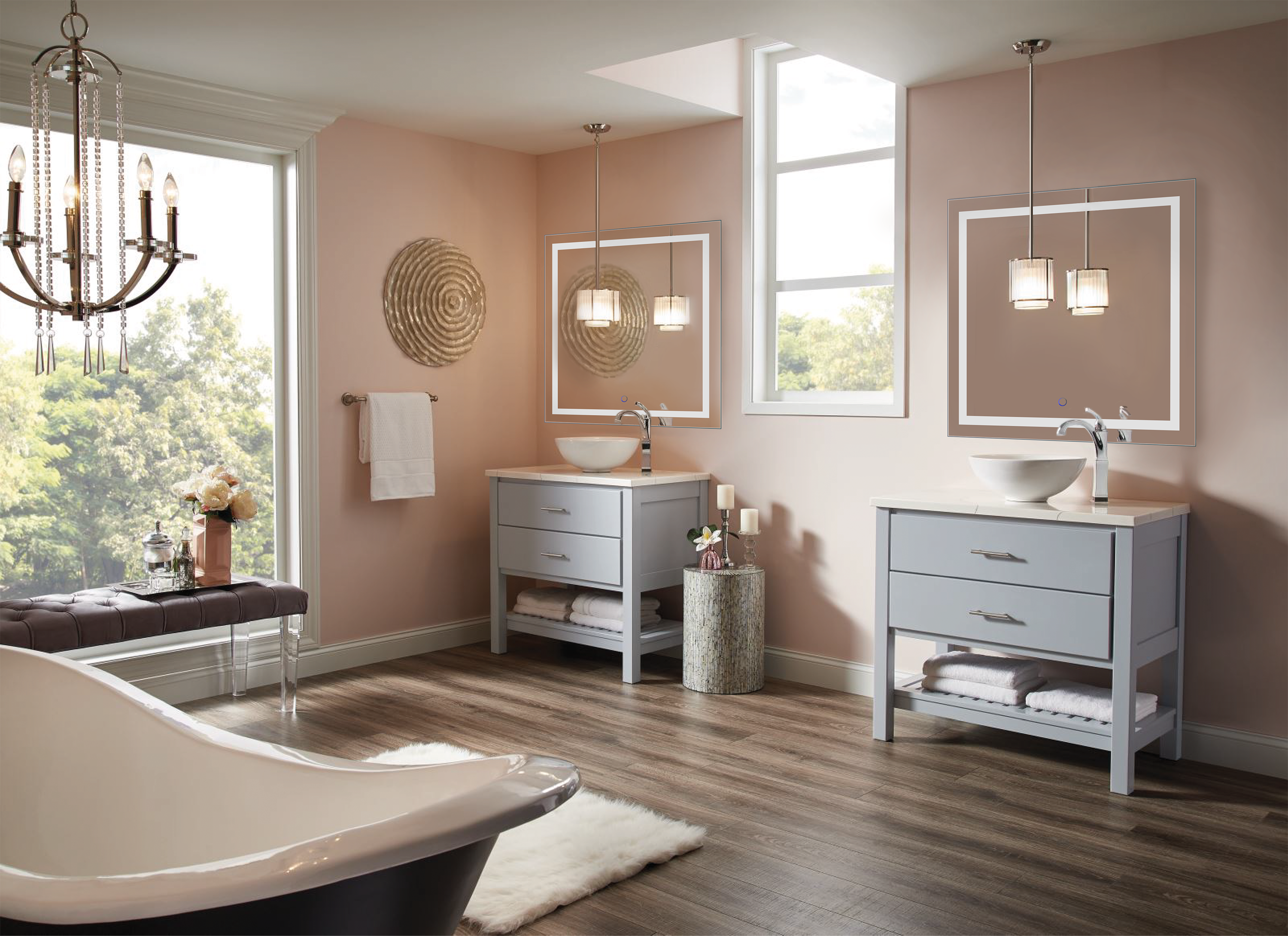 Krugg Icon 36″ X 36″ LED Bathroom Mirror w/ Dimmer & Defogger | Large Square Lighted Vanity Mirror