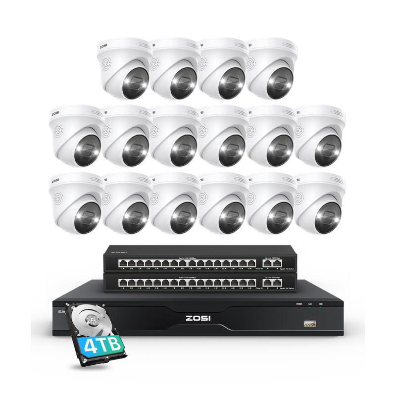 Zosi C225 32 Channel 4K PoE Security Camera System for Business + Up To 16TB HDD