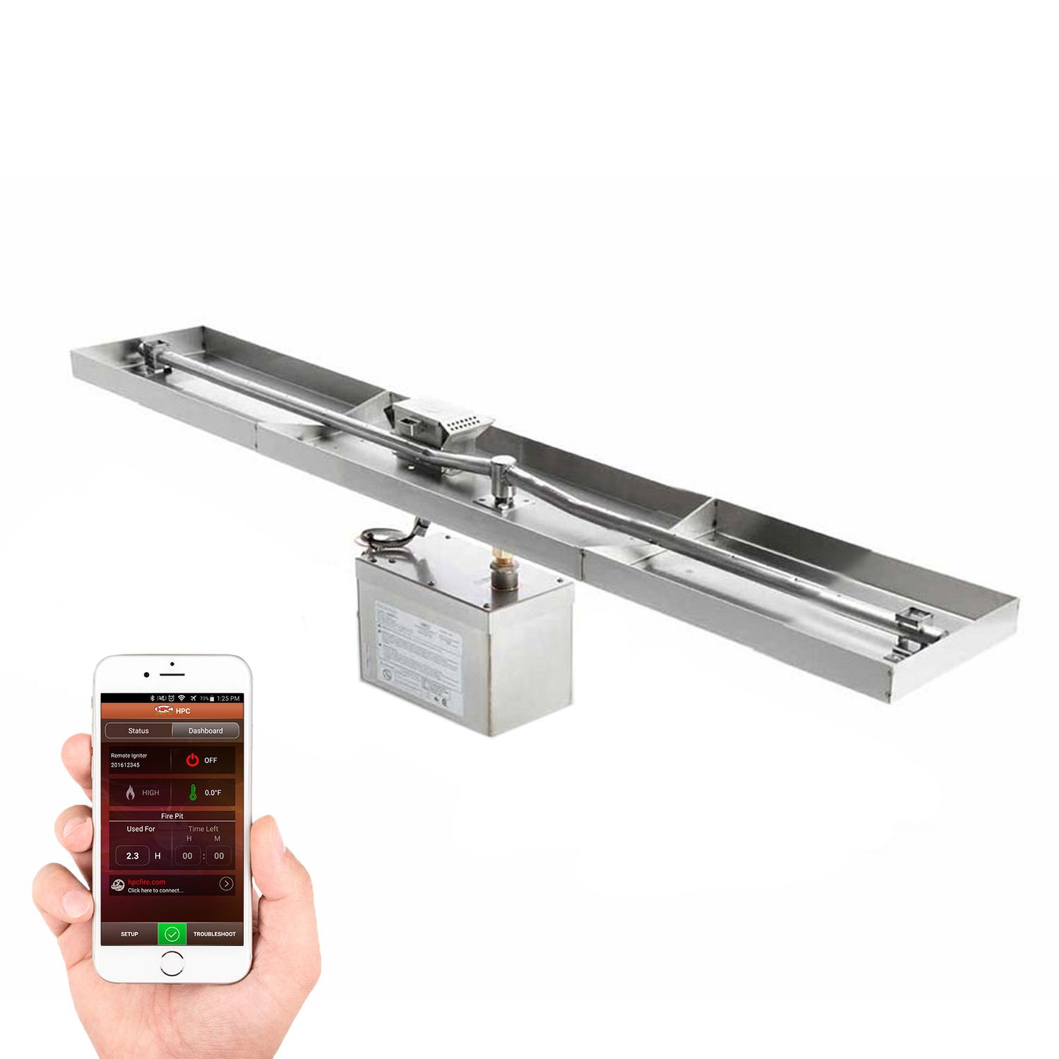 HPC Fire Rectangular 60x24-Inch Unfinished Fire Pit Enclosure for 37x8-Inch Burner Pans FPE60X24-LINEAR-37X8-Config