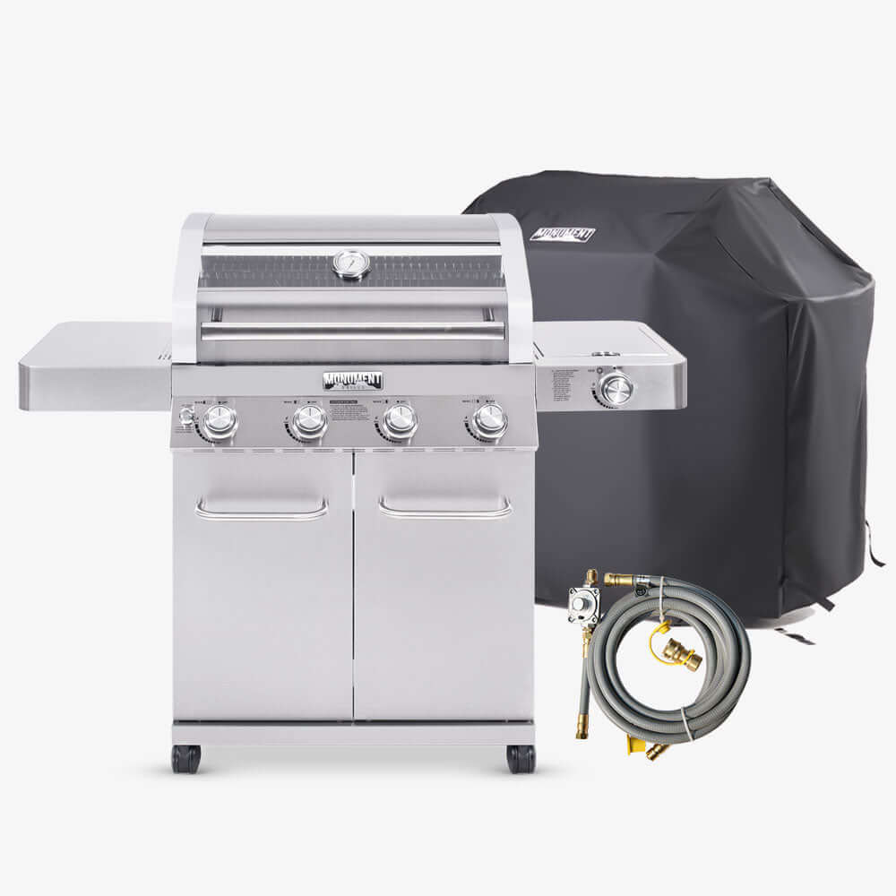 Monument Grills 41847NG Natural/Propane Gas Stainless Gas Grill 4 Burners Propane & Natural Gas
