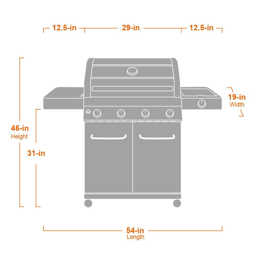 Monument Grills 41847NG Natural/Propane Gas Stainless Gas Grill 4 Burners Propane & Natural Gas