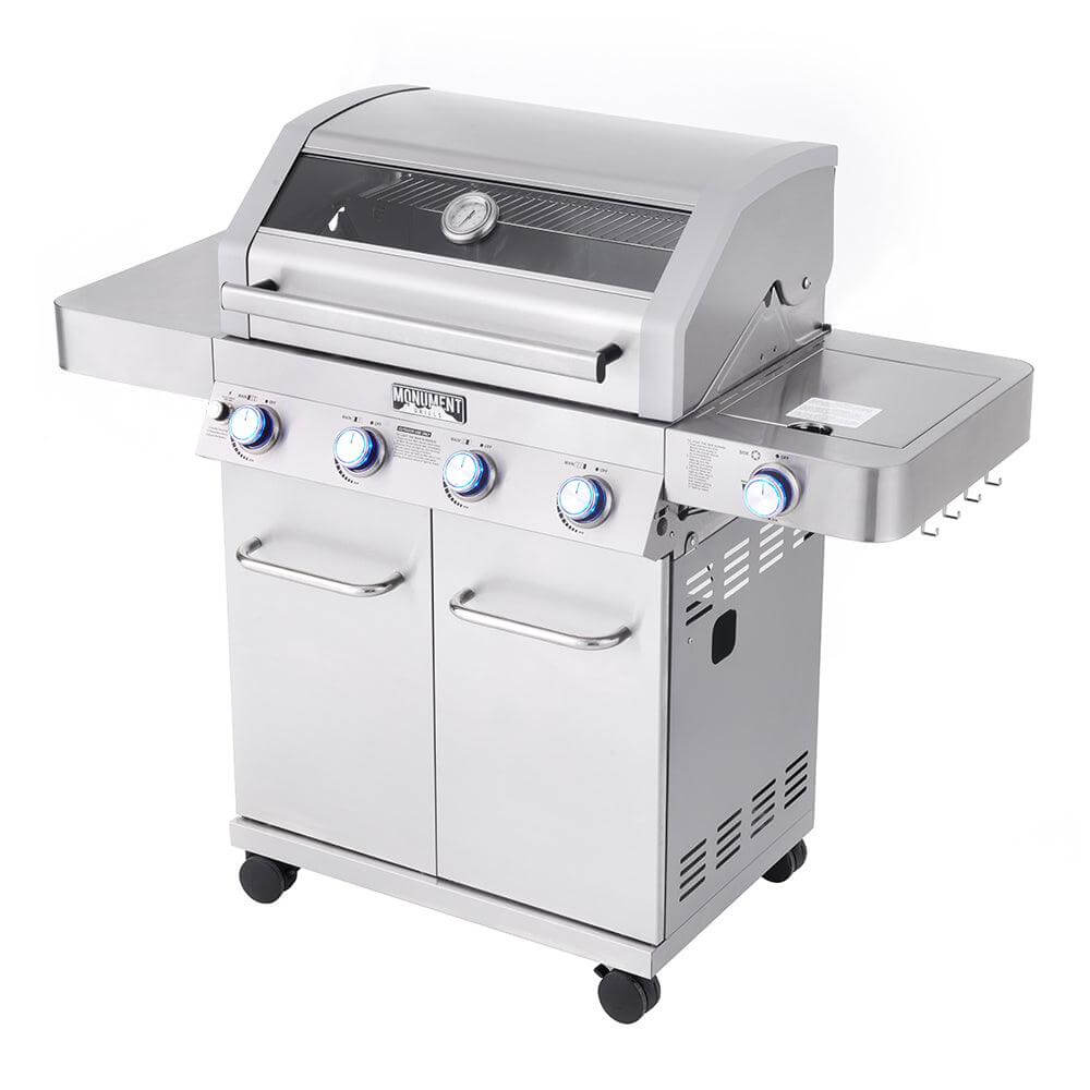 Monument Grills 41847NG Natural/Propane Gas Stainless Gas Grill 4 Burners Propane & Natural Gas