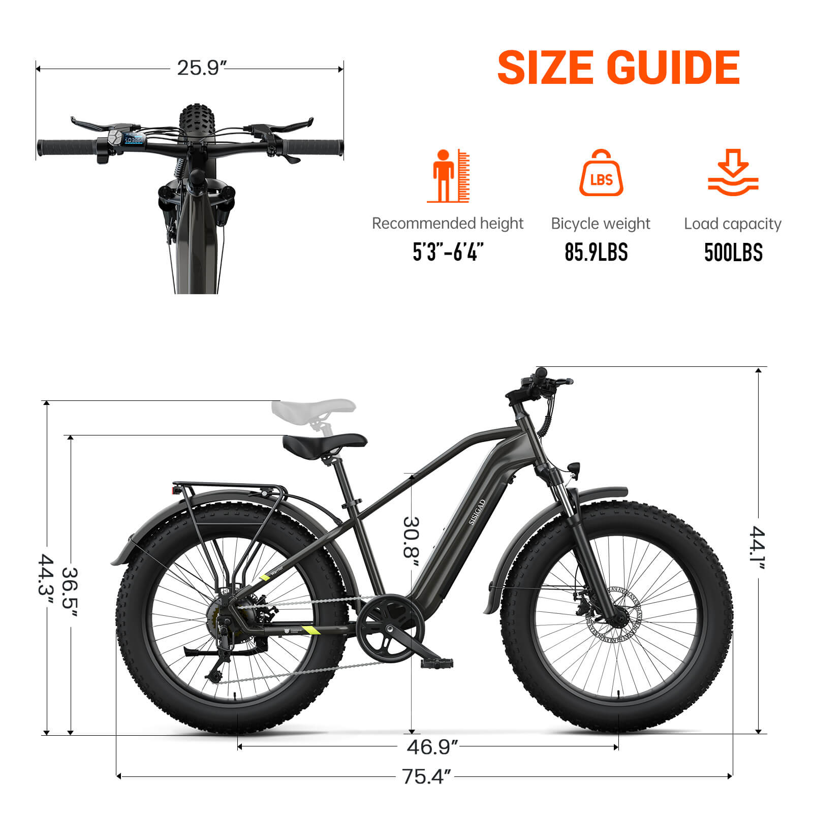 Sisigad 26" Warrior Fat Tire Electric Bike