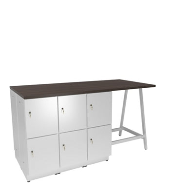 Safco Resi Bistro-Height Collaboration Table, 12 Lockers – 105”W 224667