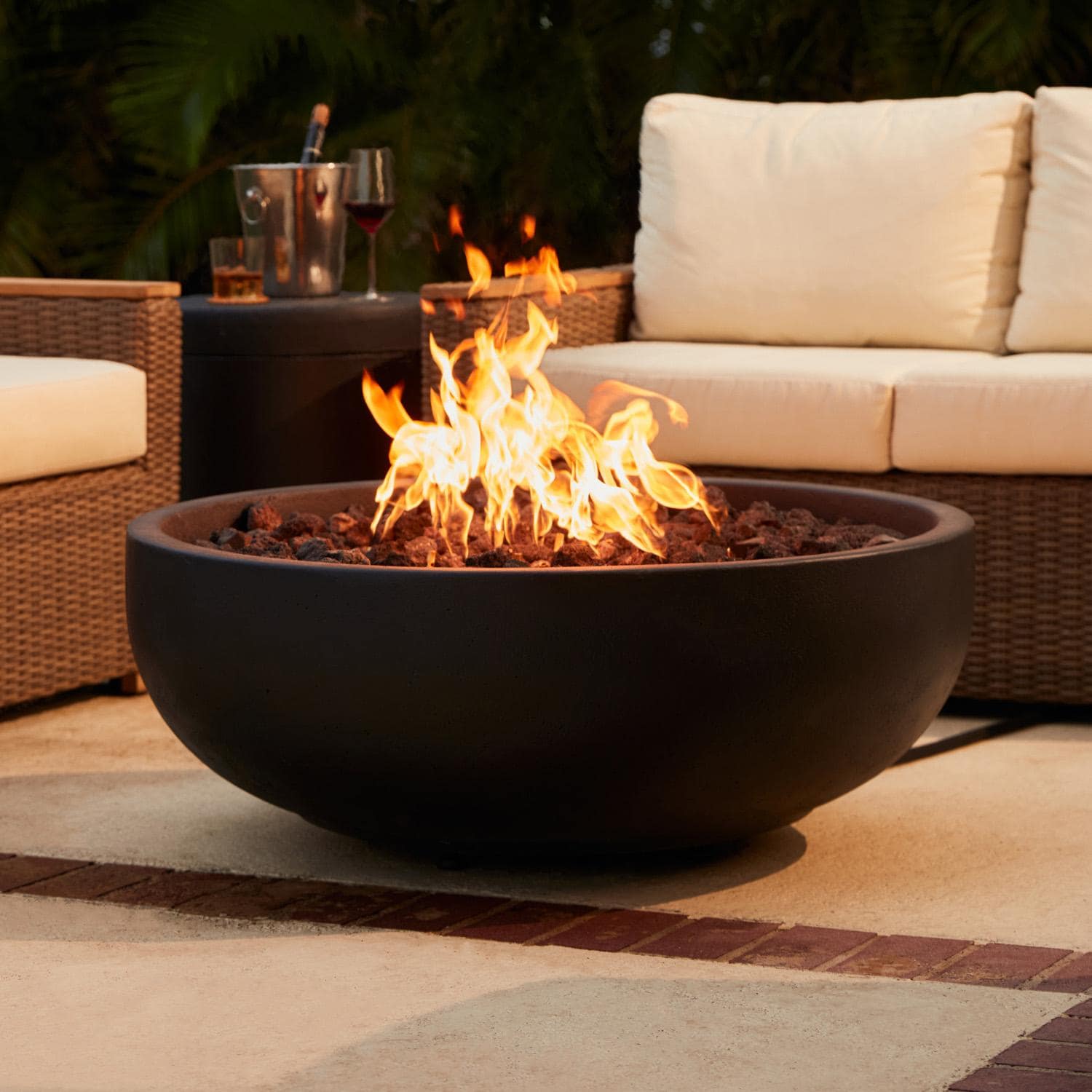 Blaze 38 Inch Round Concrete Propane Fire Bowl in Phantom BLZ-38-FBOWL-LP