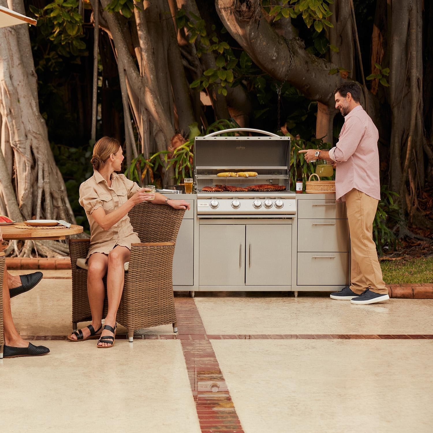 Blaze 6 ft Stainless Steel Outdoor Kitchen Island w/ LTE+ Marine Grade 32-Inch Propane Grill BLZ-SS-ISLAND-4LTE3MG-NG