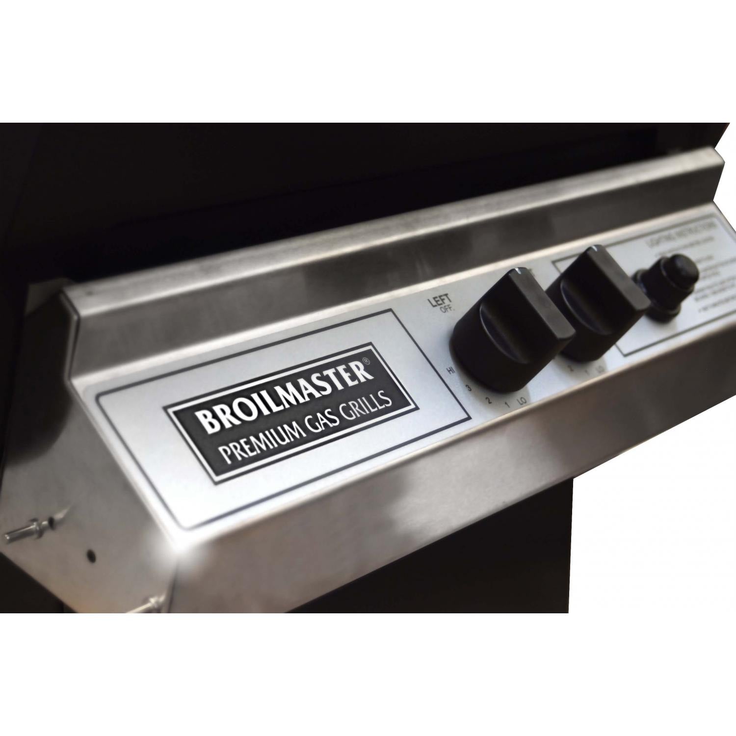 Broilmaster H3 Deluxe Natural Gas Grill On Black In-Ground Post With Black Drop Down Side Shelf H3PK2N