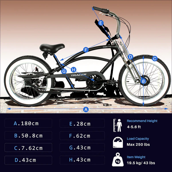 Tracer 20" Master 3i 3-Speed Chopper Style Cruiser Bike MB-MASTER 3I DS-MBK