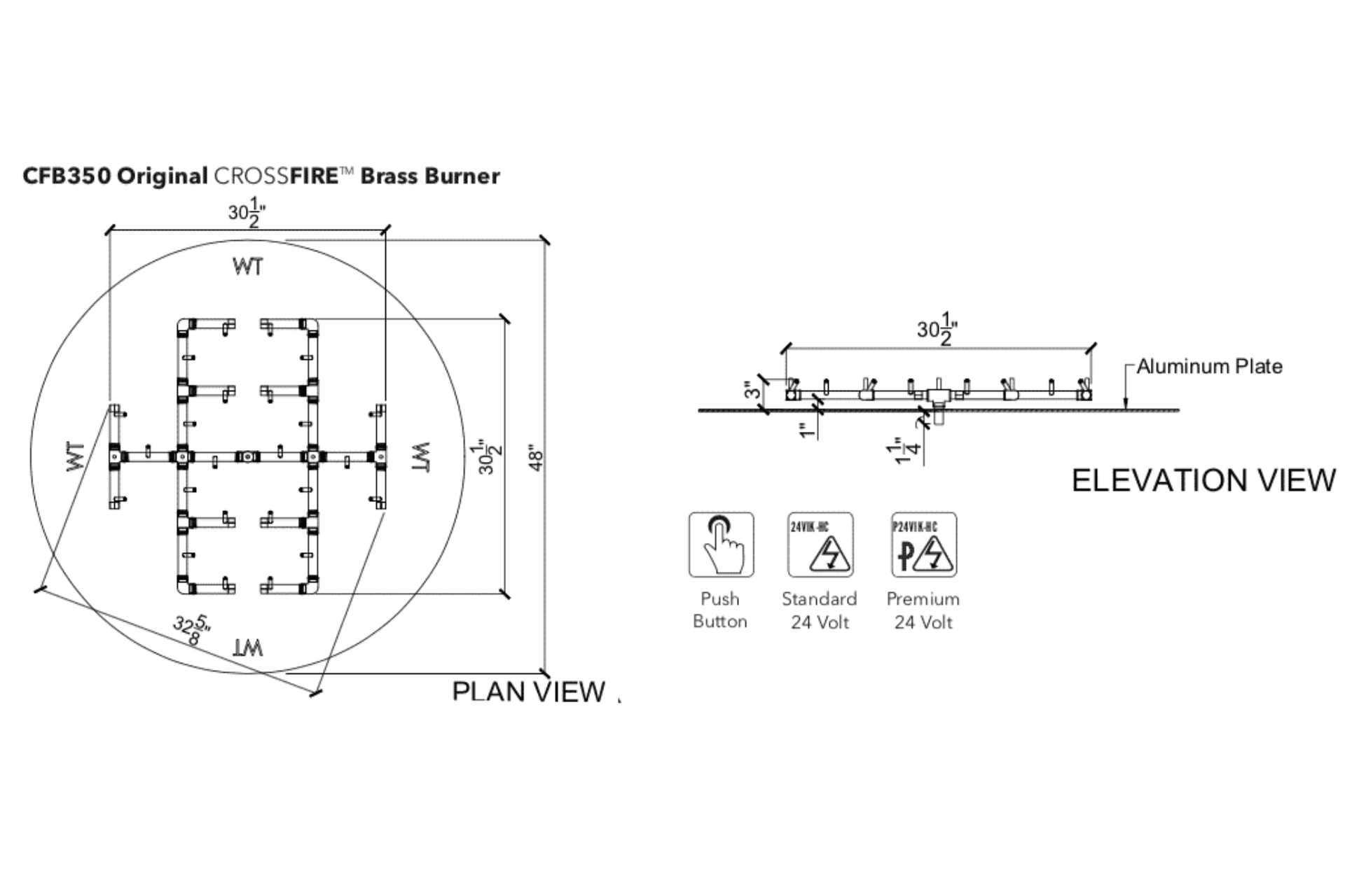 Warming Trends 350K BTU Warming Trends Crossfire Burner System, 48″ Pan CFB350-ALPL48C-NG