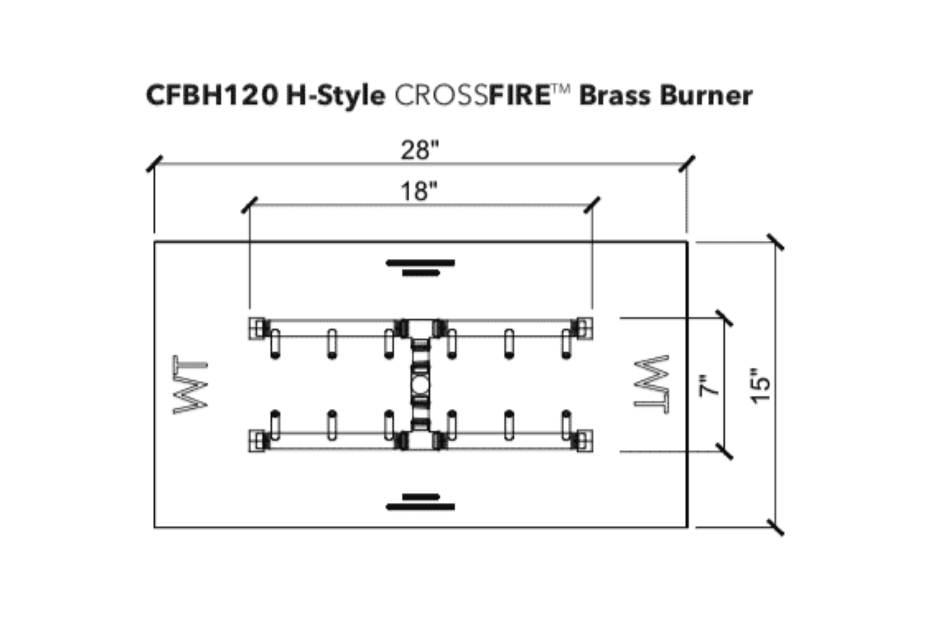 Warming Trends Crossfire H-Style Brass Gas Fire Pit Burners CFBH120NG