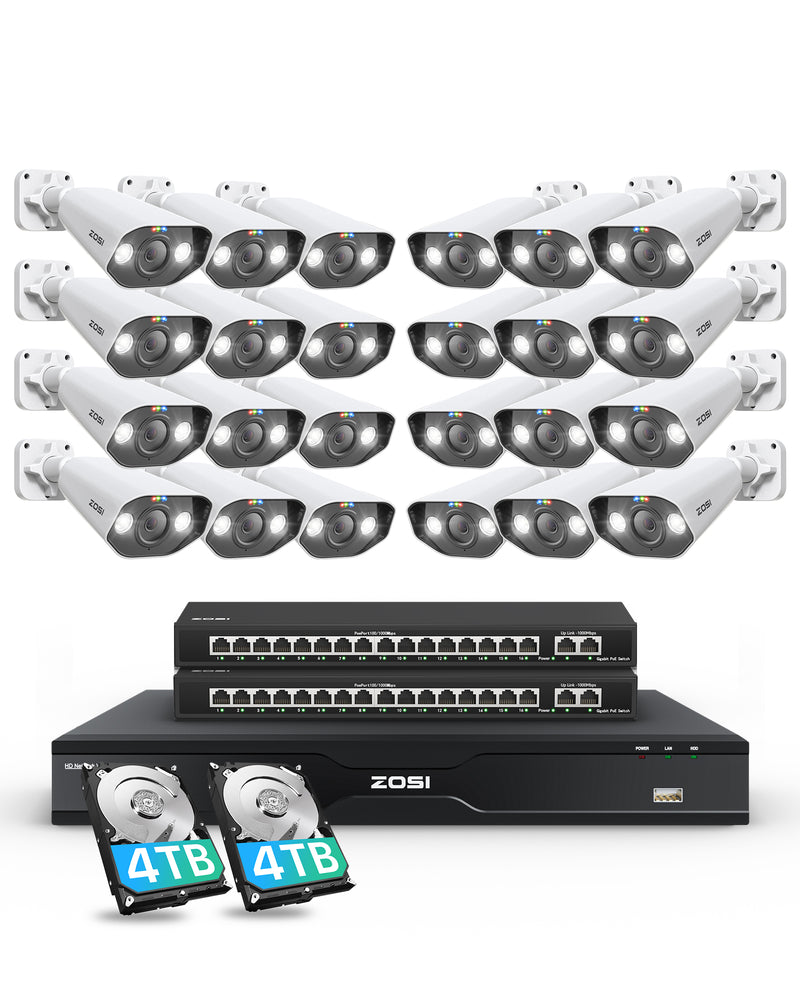 ZosiC182 32 Channel 4K PoE Security Camera System for Business +Up To 16TB HDD