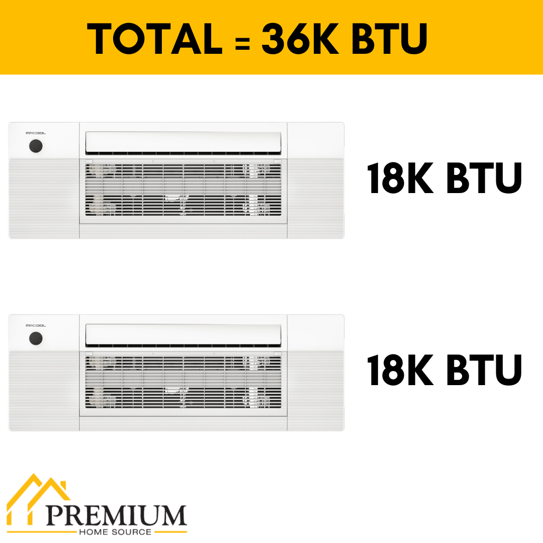 MRCOOL DIY Mini Split - 36,000 BTU 2 Zone Ceiling Cassette Ductless Air Conditioner and Heat Pump with 50 ft. Install Kit, DIYM236HPC01C22