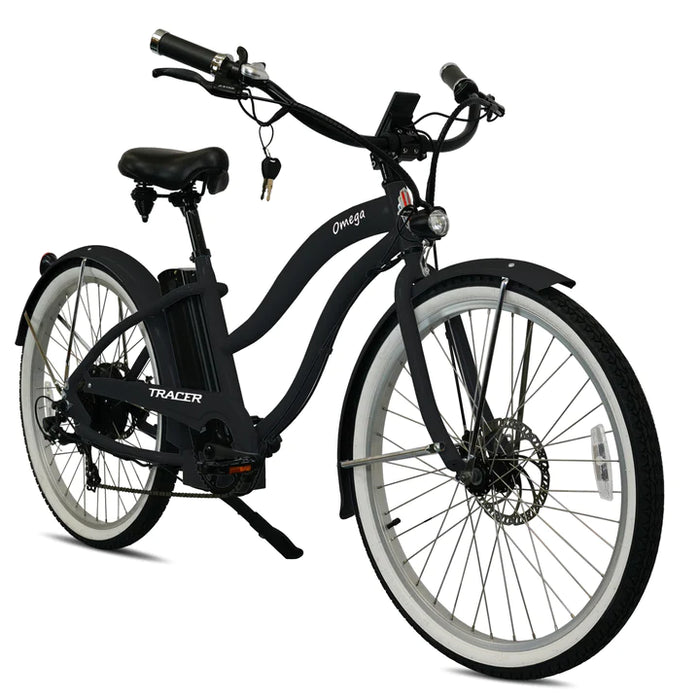 Tracer 500W 26" Omega Women's Beach Cruiser Electric Bike MB-EB-OMEGA-F-BK/ BK