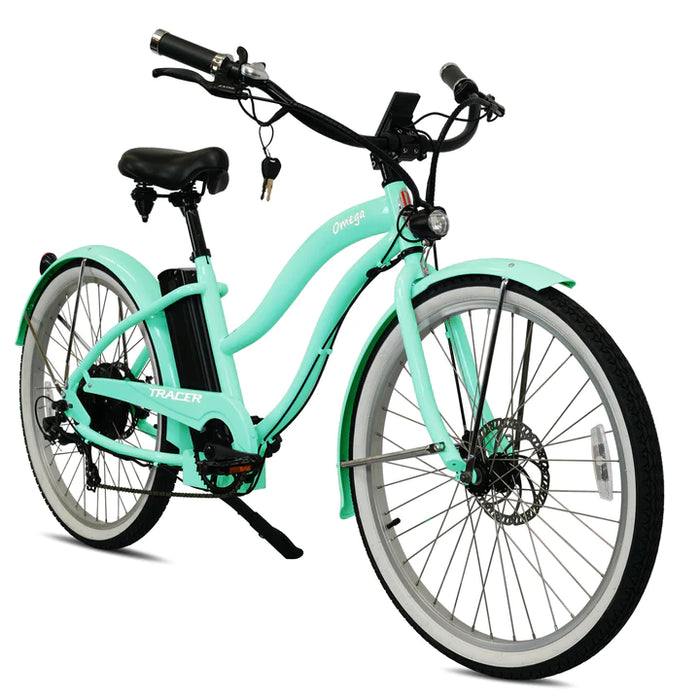 Tracer 500W 26" Omega Women's Beach Cruiser Electric Bike MB-EB-OMEGA-F-BK/ BK