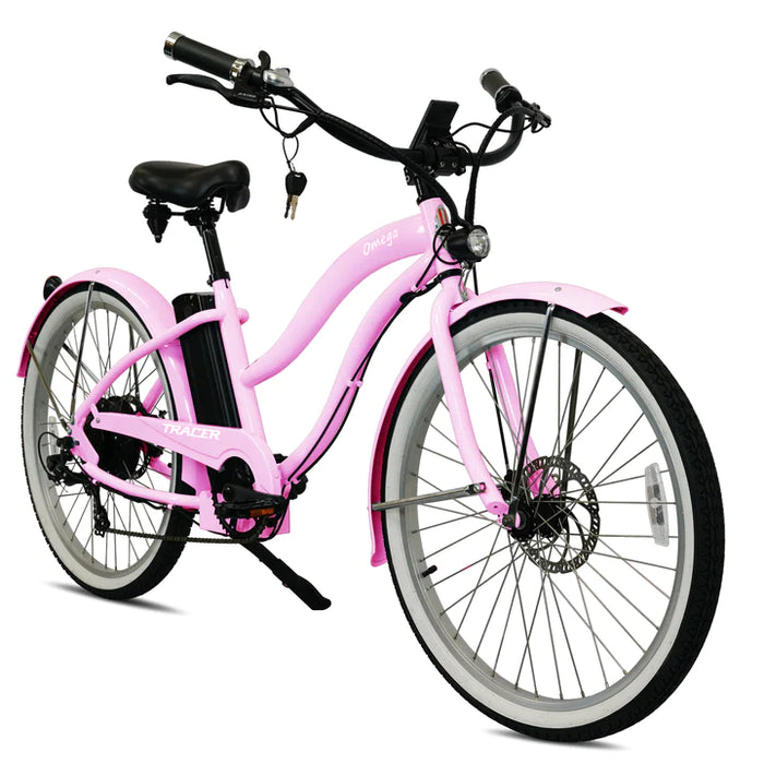 Tracer 500W 26" Omega Women's Beach Cruiser Electric Bike MB-EB-OMEGA-F-BK/ BK