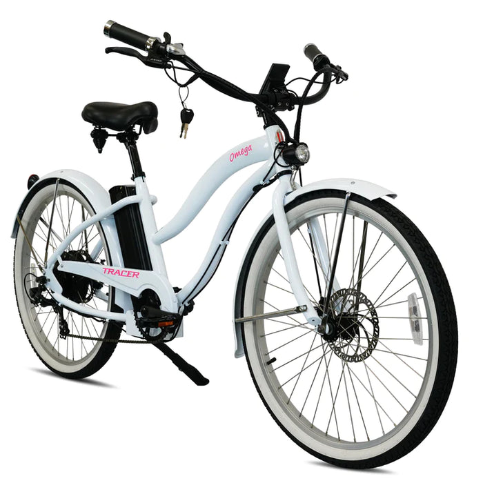 Tracer 500W 26" Omega Women's Beach Cruiser Electric Bike MB-EB-OMEGA-F-BK/ BK