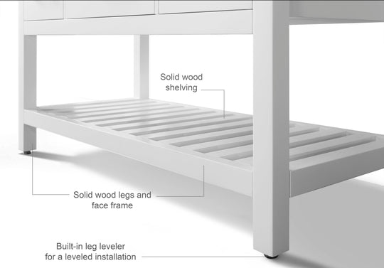 Ancerre Designs Elizabeth Bathroom Vanity With Sink And Carrara White Marble Top Cabinet Set