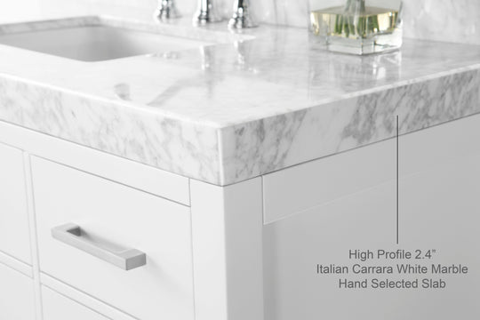 Ancerre Designs Elizabeth Bathroom Vanity With Sink And Carrara White Marble Top Cabinet Set