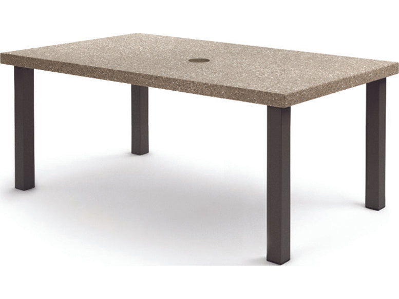 Homecrest Stonegate Aluminum 62''W x 42''D Rectangular Dining Table with Umbrella Hole