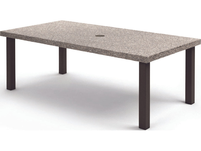 Homecrest Shadow Rock Aluminum 82''W x 42''D Rectangular Dining Table with Umbrella Hole
