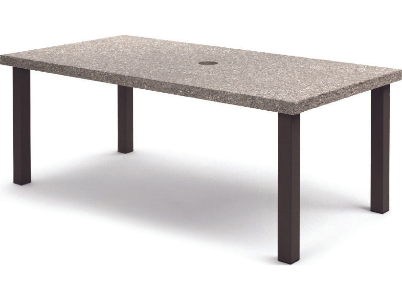 Homecrest Shadow Rock Aluminum 82''W x 42''D Rectangular Dining Table with Umbrella Hole