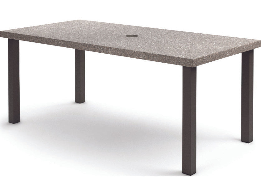 Homecrest Stonegate Aluminum 84''W x 42''D Rectangular Counter Table with Umbrella Hole