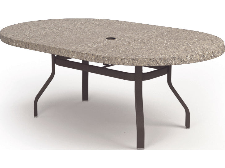 Homecrest Shadow Rock Aluminum 72''W x 42''D Oval Dining Table with Umbrella Hole
