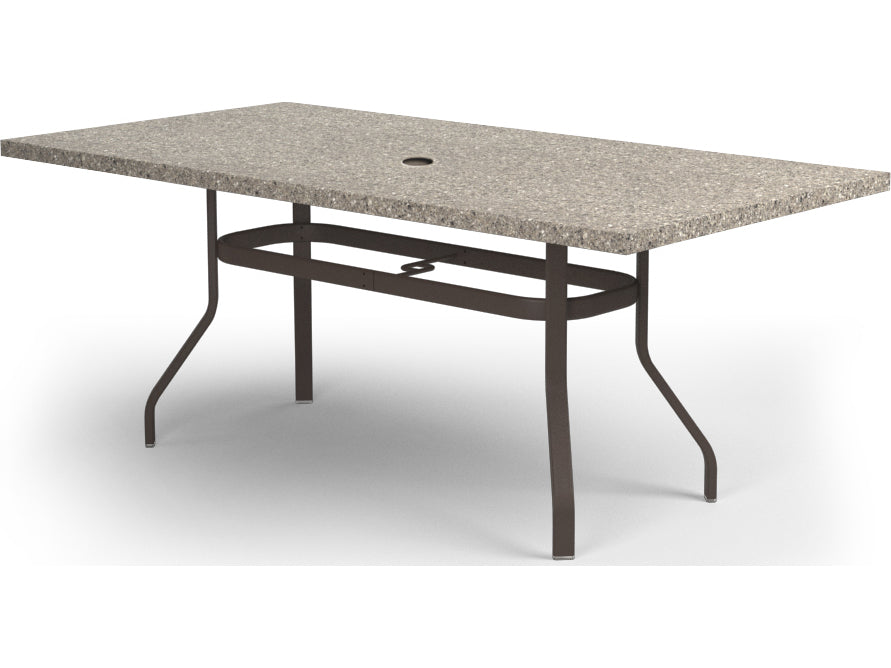 Homecrest Stonegate Aluminum 84''W x 42''D Rectangular Counter Table with Umbrella Hole