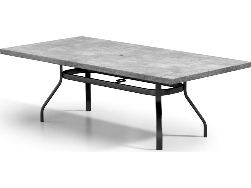 Homecrest Concrete Aluminum 84''W x 42''D Rectangular Dining Table with Umbrella Hole