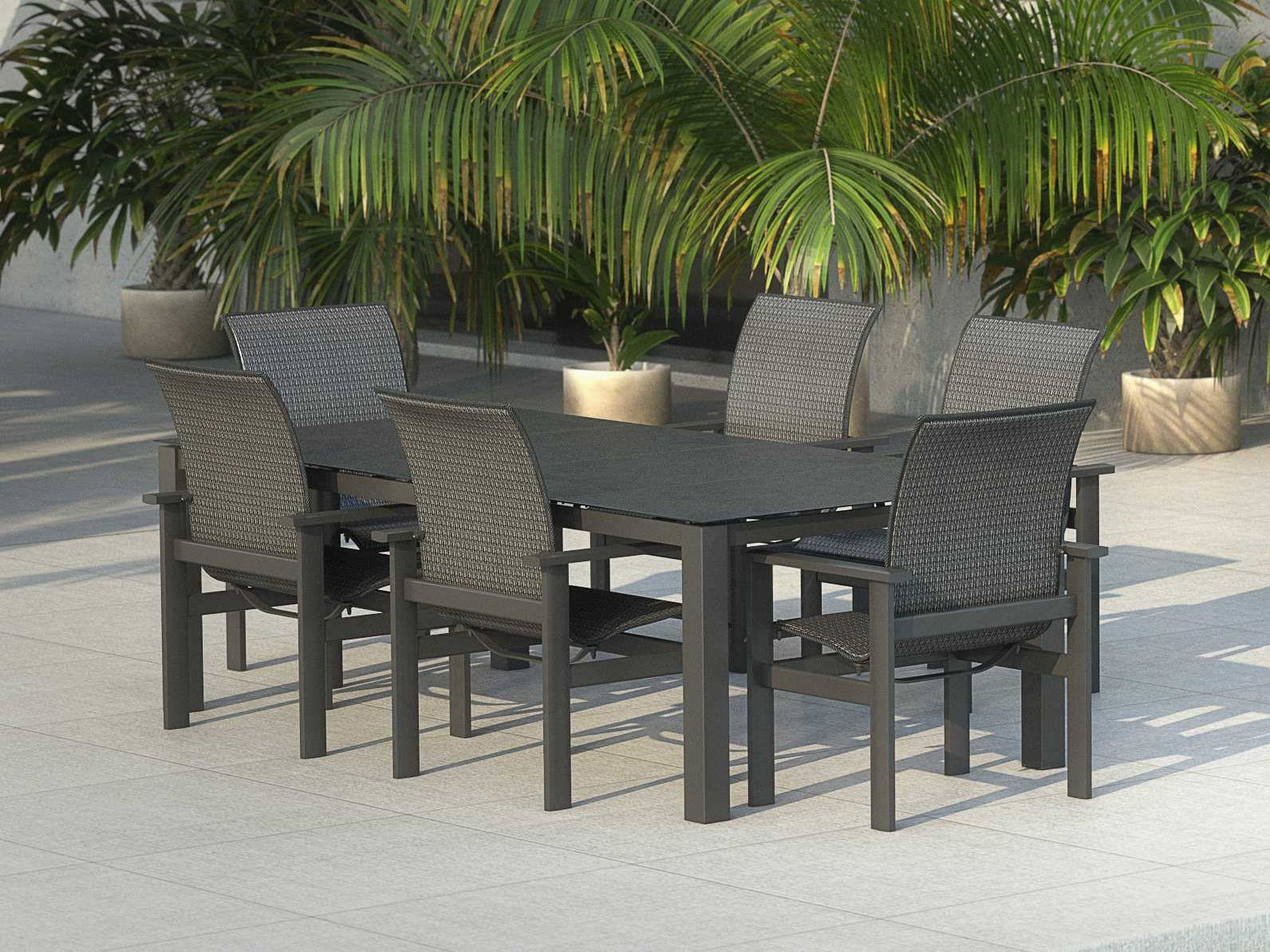 Homecrest Mode Aluminum 66''W x 44''D Rectangular Dining Table