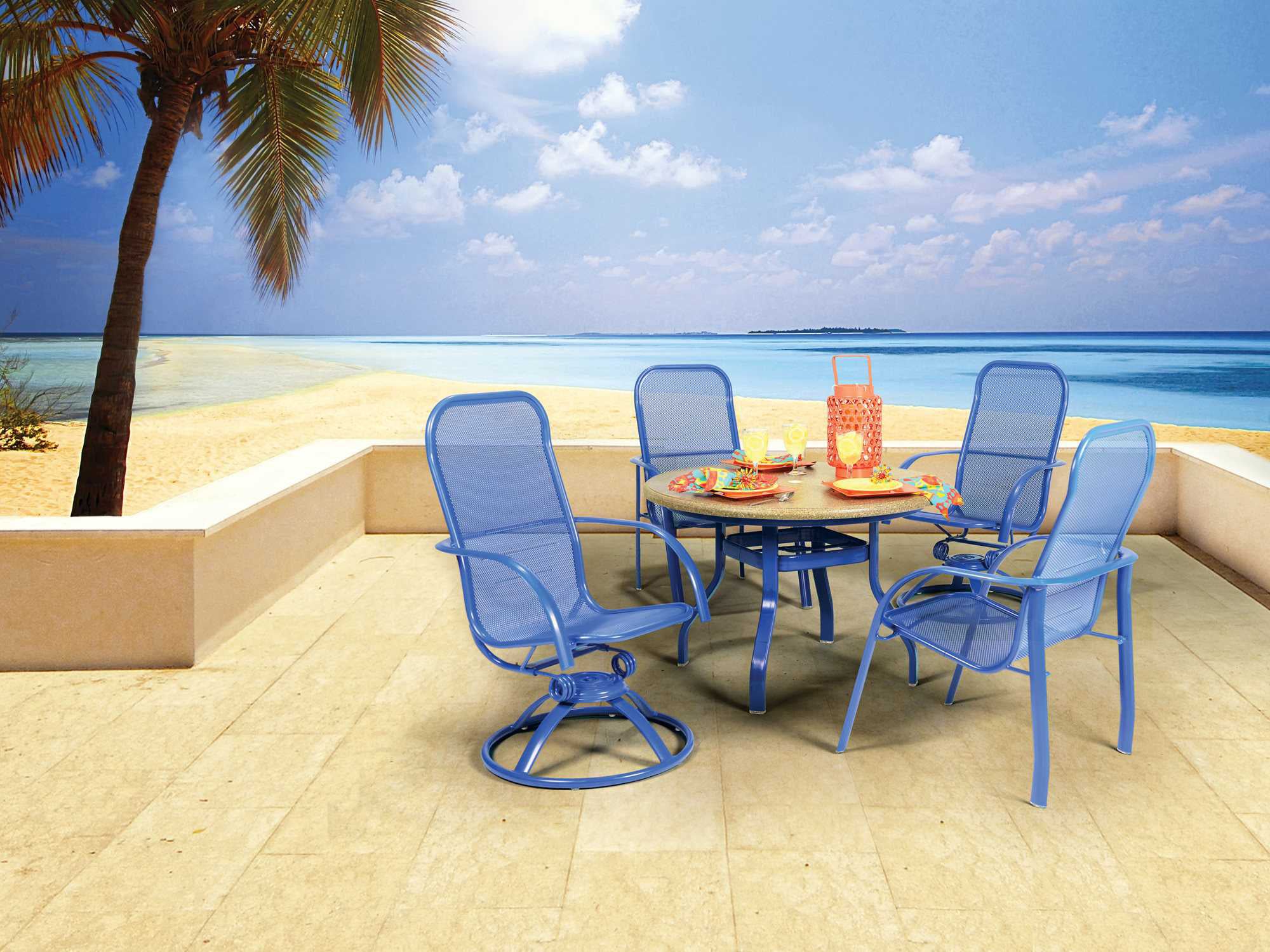 Homecrest Florida Mesh Aluminum High Back Swivel Rocker Dining Arm Chair