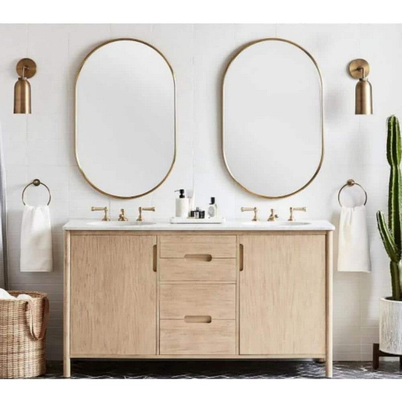 Design Element MIR-2432-SQ-BK Vera 24 x 32 Inch Modern Rectangle Framed Wall Mount Bathroom Vanity Mirror