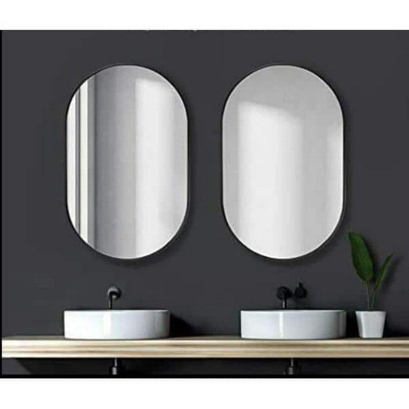 Design Element MIR-2432-SQ-BK Vera 24 x 32 Inch Modern Rectangle Framed Wall Mount Bathroom Vanity Mirror