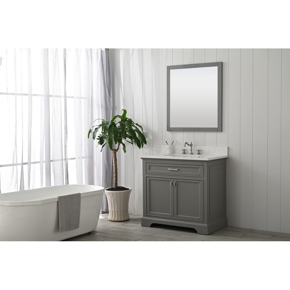 Design Element ML-36-GY Milano 36 Inch Bath Vanity in Gray with White Quartz Top