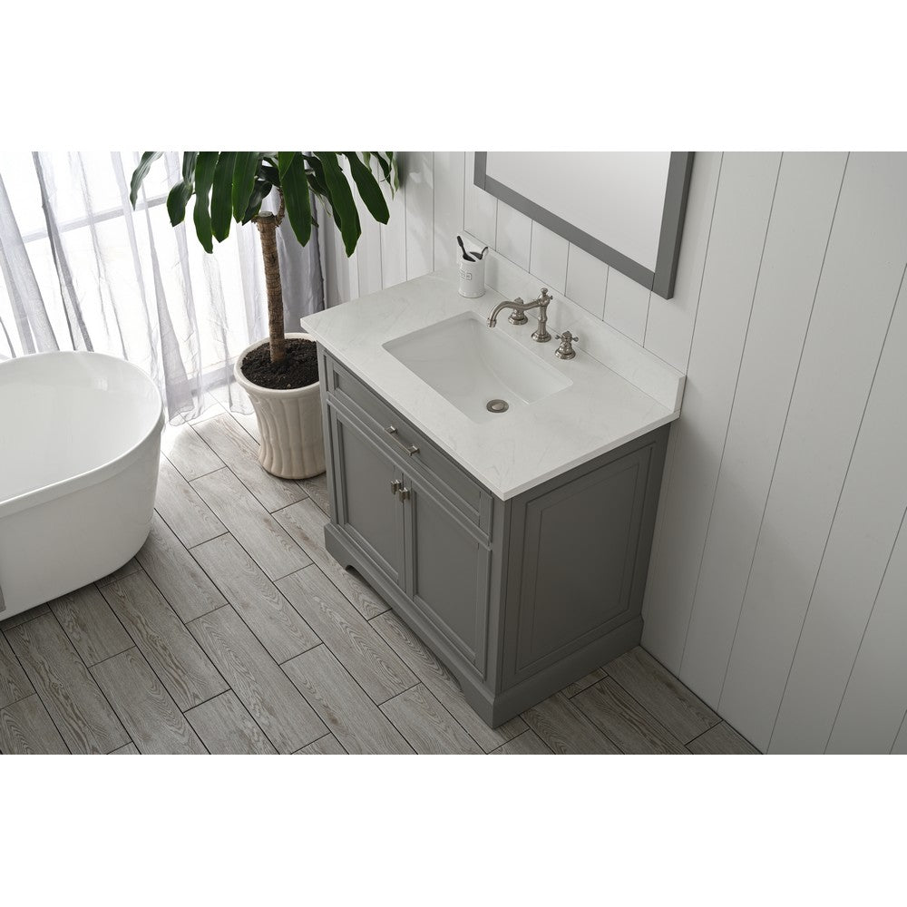 Design Element ML-36-GY Milano 36 Inch Bath Vanity in Gray with White Quartz Top