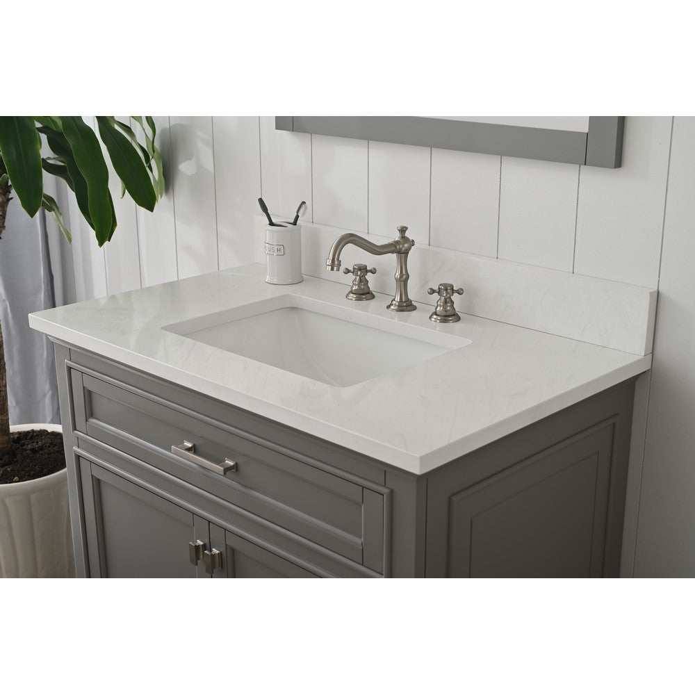 Design Element ML-36-GY Milano 36 Inch Bath Vanity in Gray with White Quartz Top