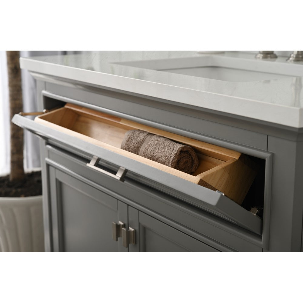 Design Element ML-36-GY Milano 36 Inch Bath Vanity in Gray with White Quartz Top