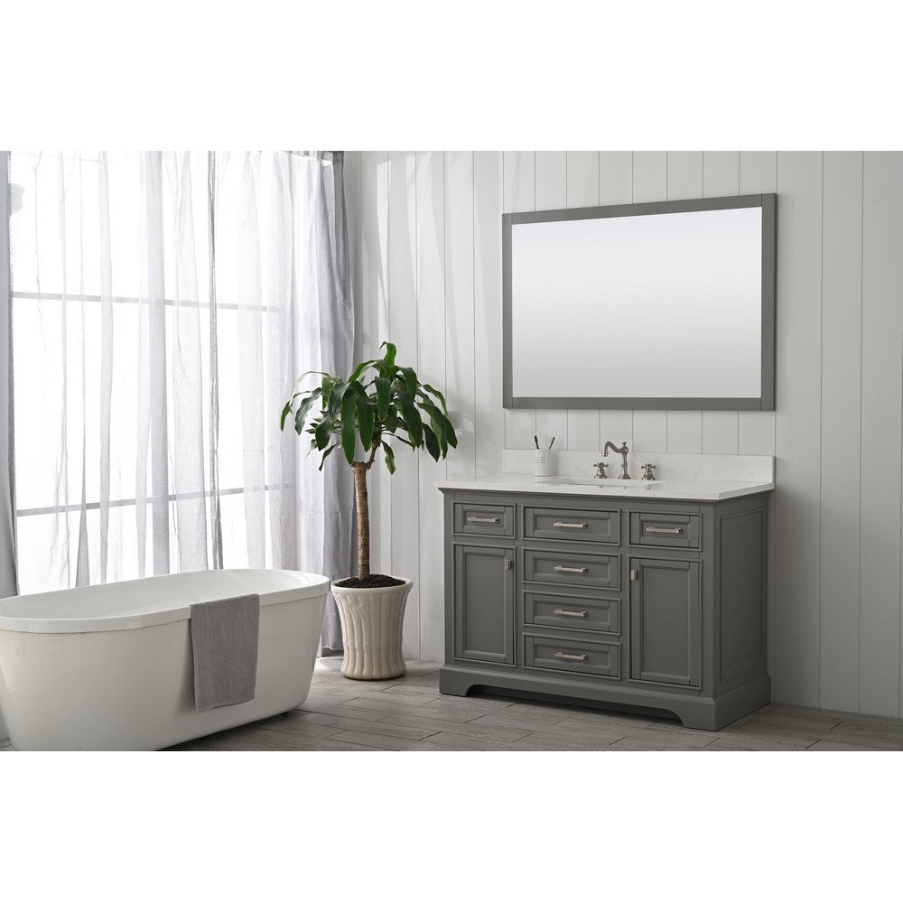 Design Element ML-48-GY Milano 48 Inch Bath Vanity in Gray with White Quartz Top