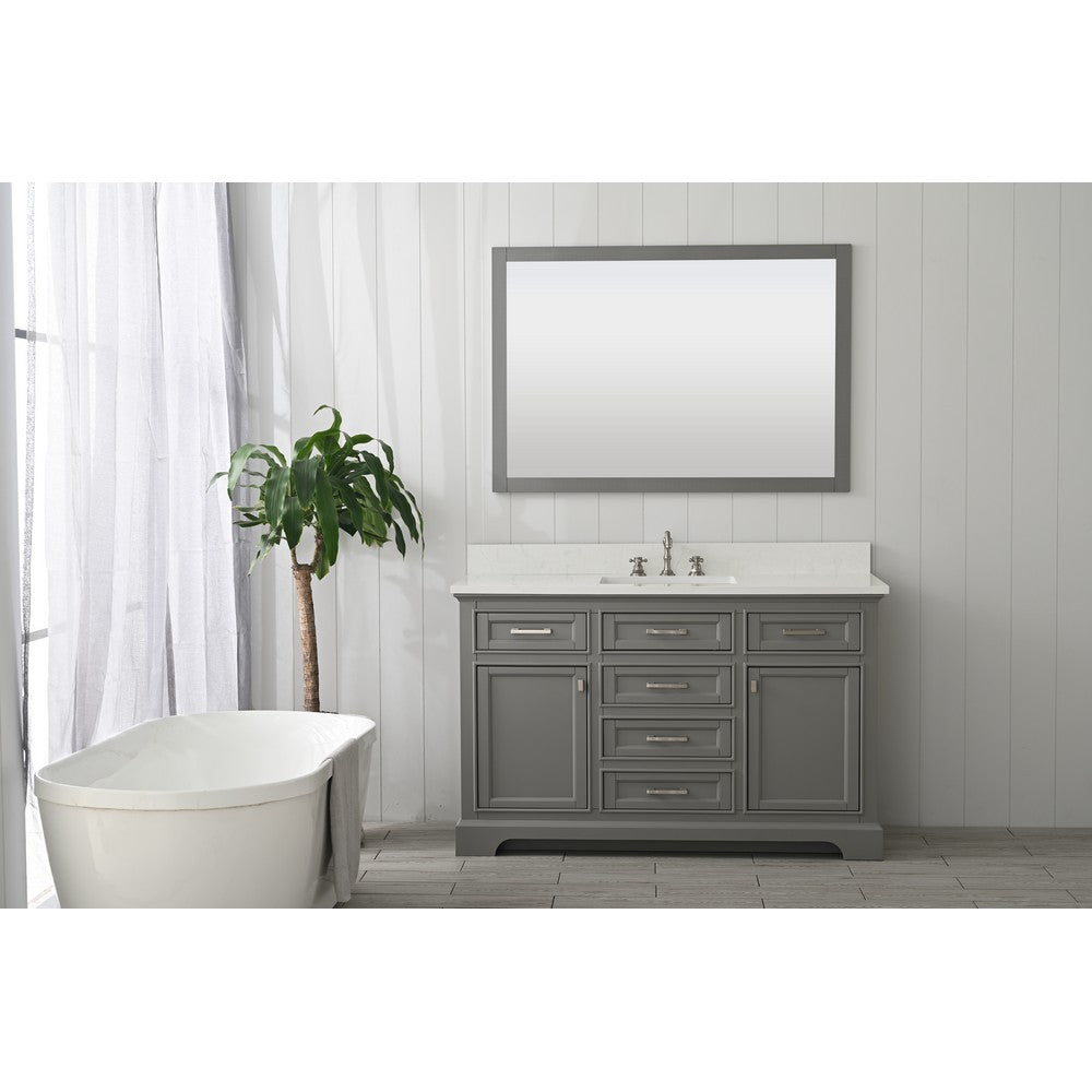 Design Element ML-54-GY Milano 54 Inch Bath Vanity in Gray with White Quartz Top