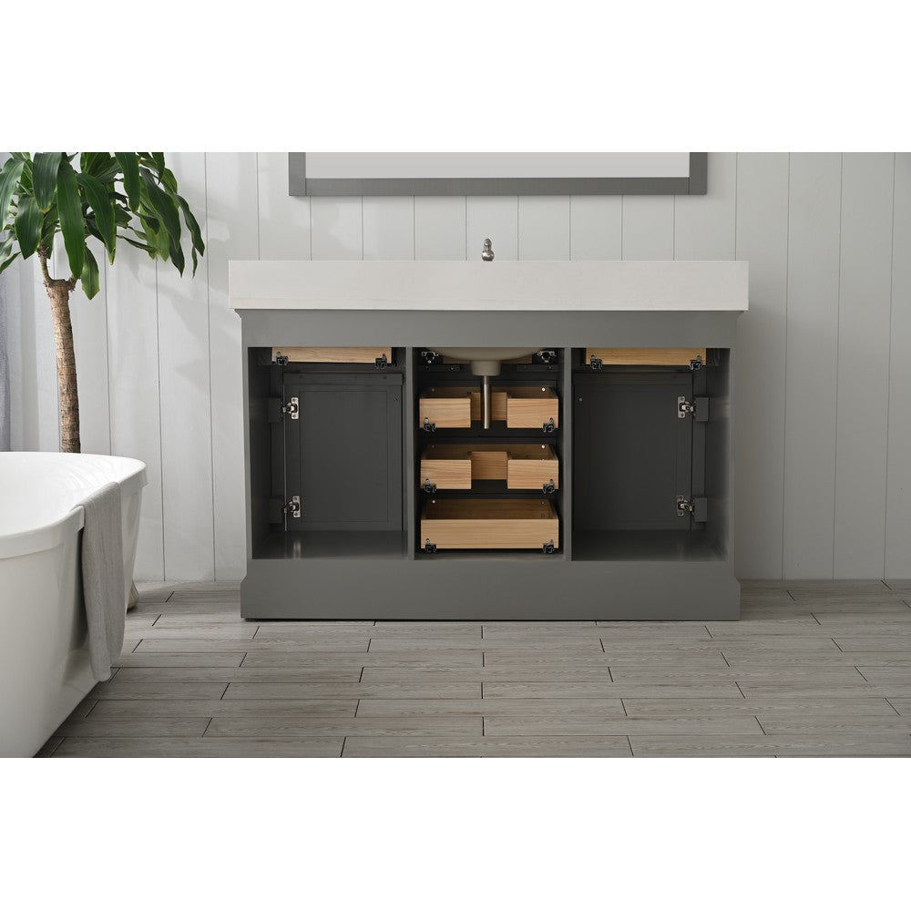 Design Element ML-54-GY Milano 54 Inch Bath Vanity in Gray with White Quartz Top
