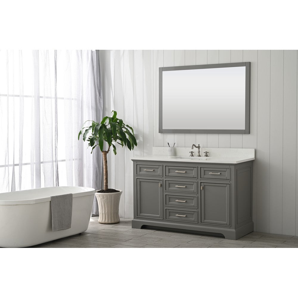 Design Element ML-54-GY Milano 54 Inch Bath Vanity in Gray with White Quartz Top