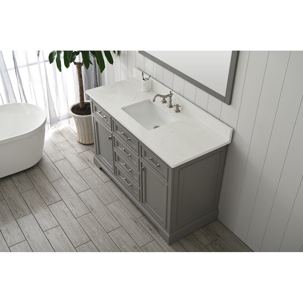 Design Element ML-54-GY Milano 54 Inch Bath Vanity in Gray with White Quartz Top