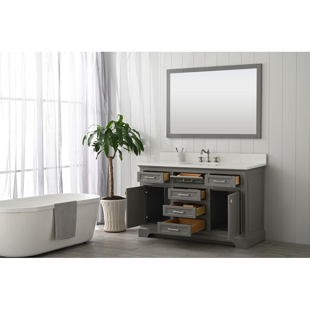 Design Element ML-54-GY Milano 54 Inch Bath Vanity in Gray with White Quartz Top