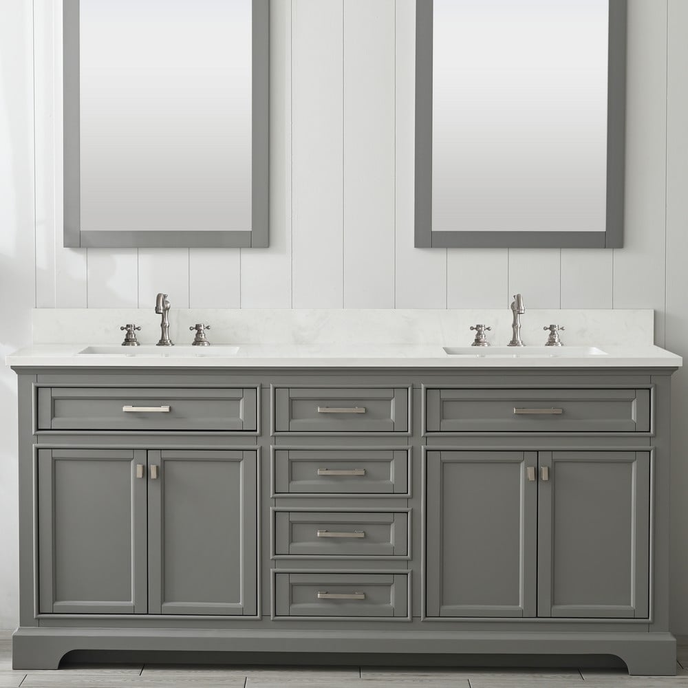 Design Element ML-72-GY Milano 72 Inch Bath Vanity in Gray with White Quartz Top