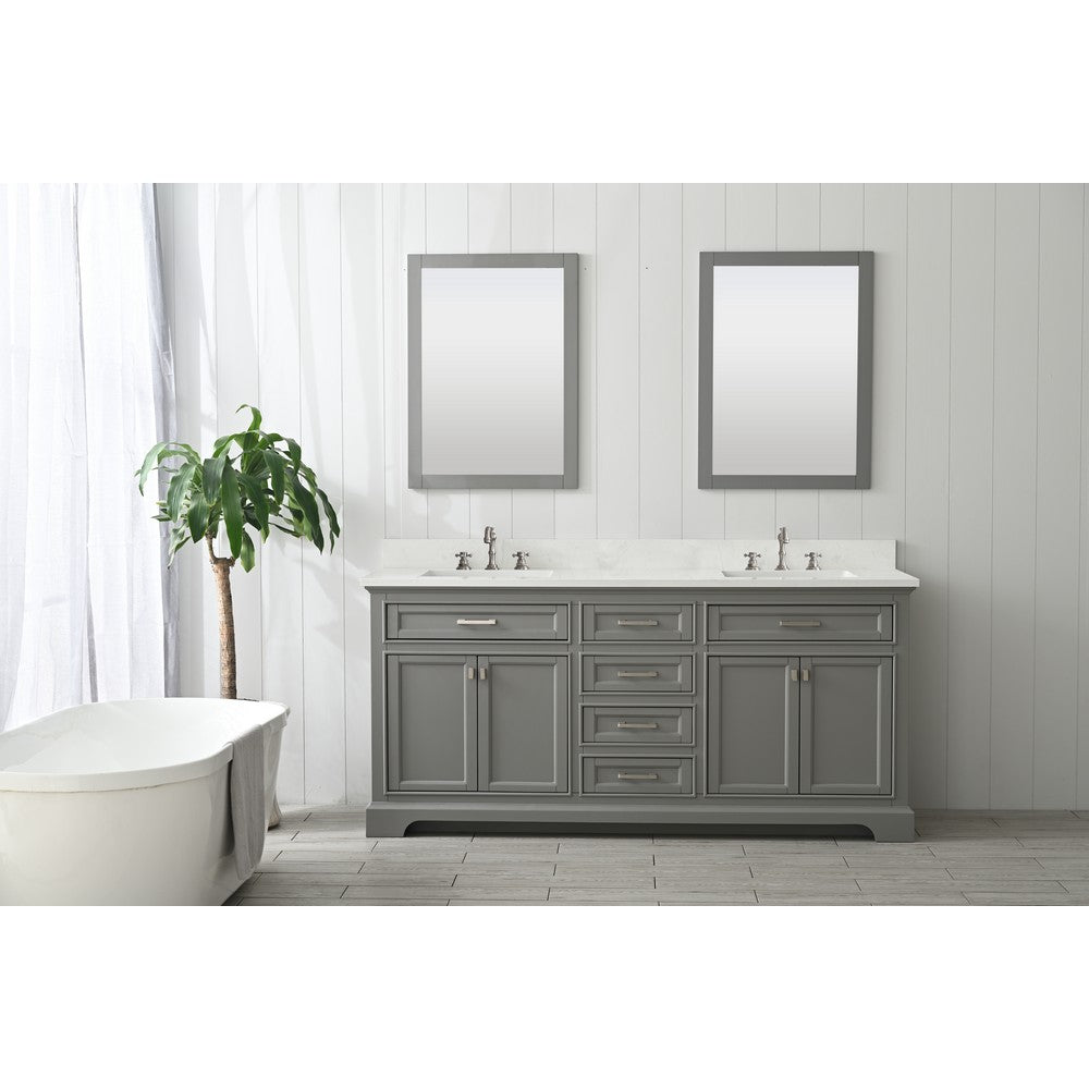 Design Element ML-72-GY Milano 72 Inch Bath Vanity in Gray with White Quartz Top